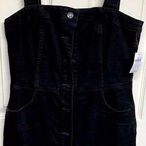 Black Denim Apron Dress